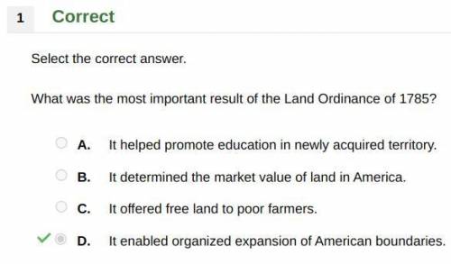 What was the most important result of the land ordinance of 1785?  it  promote education in newly ac