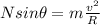 N sin \theta = m \frac{v^2}{R}