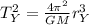 T_{Y}^{2}=\frac{4\pi^{2}}{GM}r_{Y}^{3}