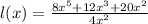 l(x)=\frac{8x^5+12x^3+20x^2}{4x^2}