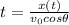 t=\frac{x(t)}{v_0 cos \theta}