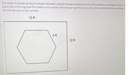 Eric wants to double protect his flower bed with a regular hexagonal shaped fence surrounded by a re