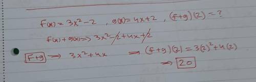 18. if f(x) = 3x2 – 2 and g(x) = 4x + 2, what is the value of f + g 2 ?