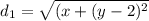 d_{1} = \sqrt{(x\2 + (y-2)^2}