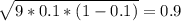 \sqrt{9*0.1*(1-0.1)}=0.9