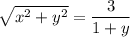 \sqrt{x^2+y^2}=\dfrac3{1+y}