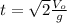 t=\sqrt{2}\frac{V_{o}}{g}