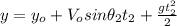 y=y_{o}+V_{o}sin\theta_{2} t_{2}+\frac{gt_{2}^{2}}{2}