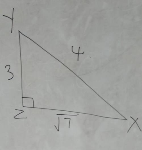 In triangle xyz, angle z is a right angle. if sinx = 3/4, find tan y.