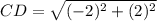 CD=\sqrt{(-2)^2+(2)^2}