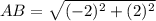 AB=\sqrt{(-2)^2+(2)^2}