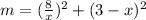 m=(\frac{8}{x})^2+(3-x)^{2}