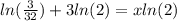 ln(\frac{3}{32})+3ln(2) =xln(2)