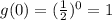 g(0)=(\frac{1}{2})^0=1