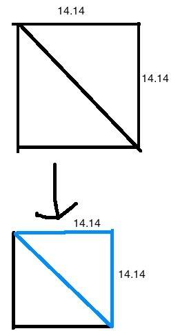 The area of a square is 200cm^2. how long is the diagonal?