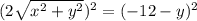 (2\sqrt{x^2+y^2})^2=(-12-y)^2