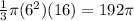 \frac{1}{3} \pi ( 6^{2} )(16)=192 \pi