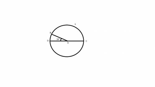 Segment dc is a diameter of circle a in the figure below. if angle dab measures 34 degrees, what is
