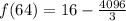 f(64)=16-\frac{4096}{3}