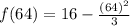 f(64)=16-\frac{(64)^2}{3}