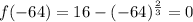 f(-64)=16-(-64)^{\frac{2}{3}}=0