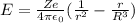 E = \frac{Ze}{4\pi\epsilon_0}(\frac{1}{r^2} - \frac{r}{R^3})