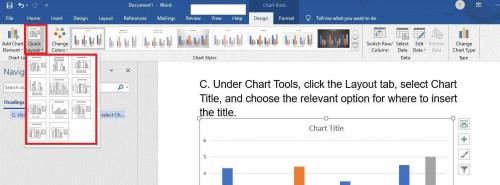 Which option represents the method for inserting a title or heading for a chart?  a. under chart too