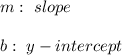 m: \ slope \\ \\ b: \ y-intercept