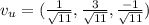 v_{u} = (\frac{1}{\sqrt{11}}, \frac{3}{\sqrt{11}}, \frac{-1}{\sqrt{11}})