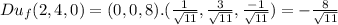 Du_{f}(2,4,0) = (0,0,8).(\frac{1}{\sqrt{11}}, \frac{3}{\sqrt{11}}, \frac{-1}{\sqrt{11}}) = -\frac{8}{\sqrt{11}}