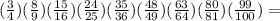 (\frac{3}{4})(\frac{8}{9})(\frac{15}{16})(\frac{24}{25})(\frac{35}{36})(\frac{48}{49})(\frac{63}{64})(\frac{80}{81})(\frac{99}{100})=
