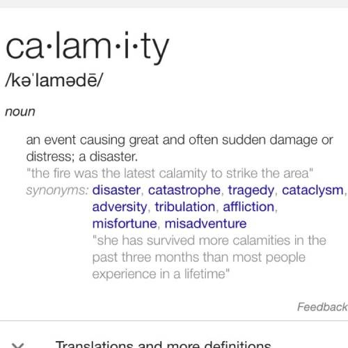 Based on the above passage, what is the meaning of the word “calamity”?
