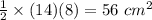 \frac{1}{2}\times(14)(8)=56\ cm^2