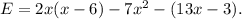 E=2x(x-6)-7x^2-(13x-3).