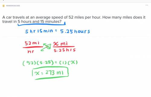 Acar travels at an average speed of 52 miles per hour. how many miles does it travel in 5 hours and