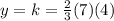 y=k=\frac{2}{3}(7)(4)