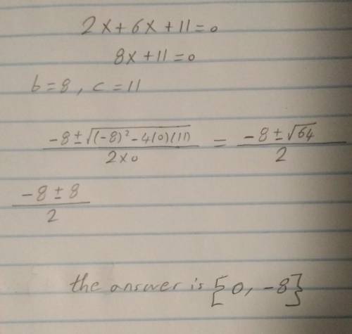 Solve x2 + 6x + 11 = 0 (quadratic equation)