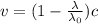 v= (1-\frac{\lambda}{\lambda_0})c