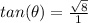 tan(\theta)=\frac{\sqrt{8}}{1}