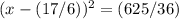 (x-(17/6))^{2}=(625/36)