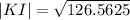 |KI|=\sqrt{126.5625}