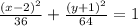 \frac{(x-2)^2}{36} + \frac{(y+1)^2}{64} = 1