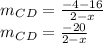 m_C_D=\frac{-4-16}{2-x}\\m_C_D=\frac{-20}{2-x}
