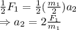 \frac{1}{2}F_1=\frac{1}{2}(\frac{m_1}{2})a_2\\\Rightarrow a_2=2\frac{F_1}{m_1}