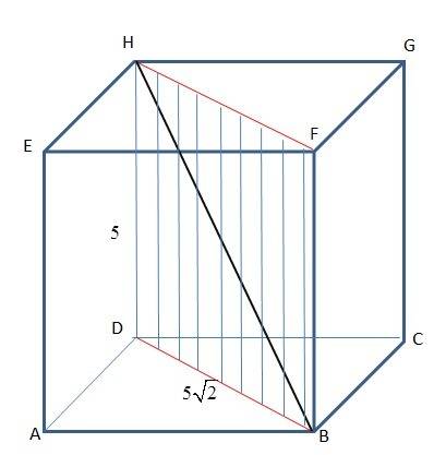 Find the diagonal of a cube if its side equals 5. when applicable, simplify radicals and show all of