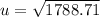 u=\sqrt{1788.71}