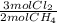 \frac{3 mol Cl_{2}}{2 mol CH_{4}}