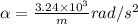 \alpha =\frac{3.24\times 10^3}{m} rad/s^2