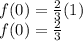 f(0) = \frac{2}{3} (1)\\ f(0) = \frac{2}{3}
