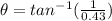 \theta = tan^{-1}(\frac{1}{0.43})